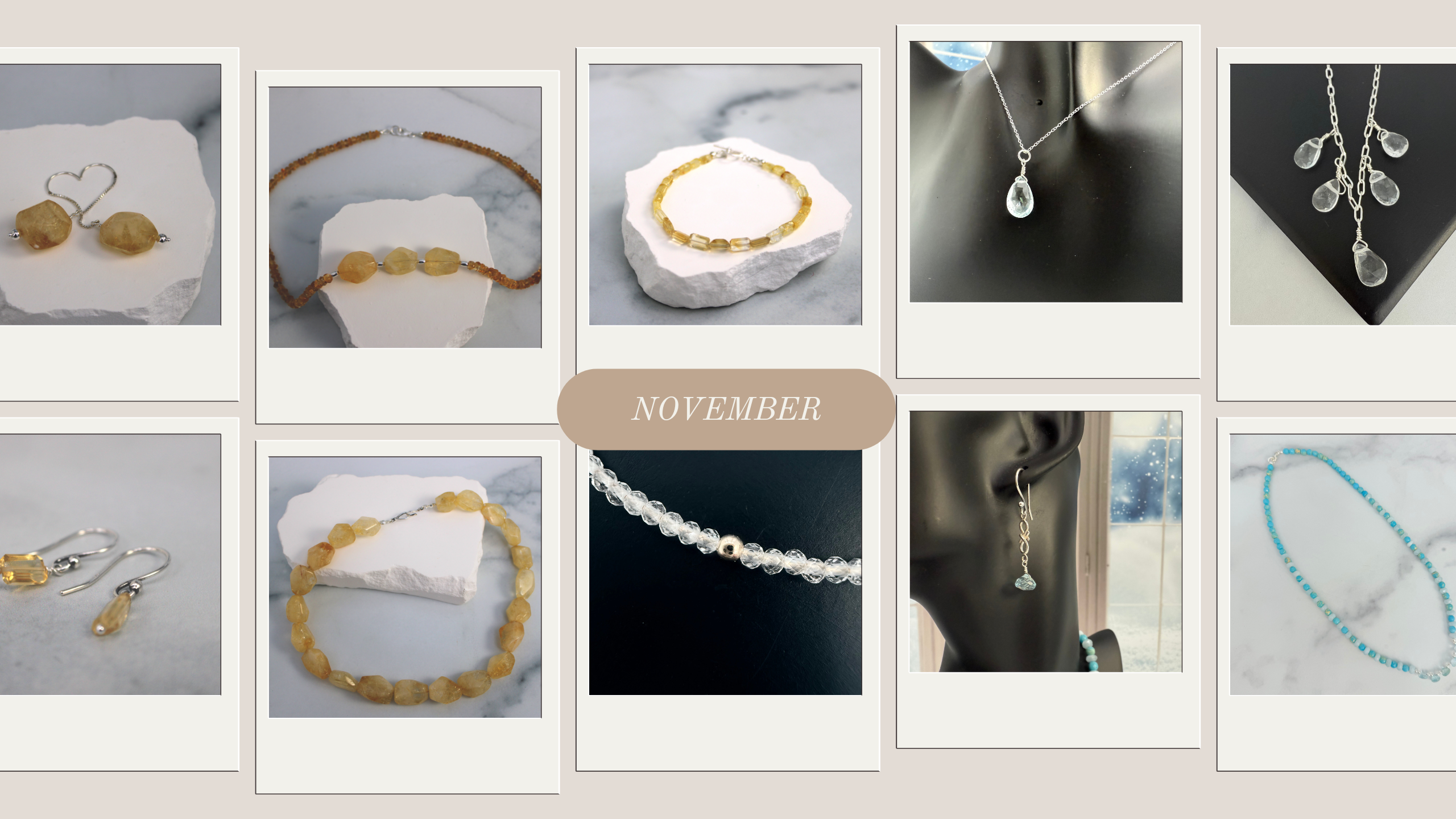 Jewelry pieces with topaz and citrine gemstones